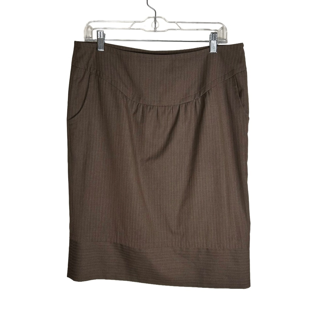 Kenzie Brown Pinstripe Pencil Skirt Womens Size 10‎ Office Professional Lined